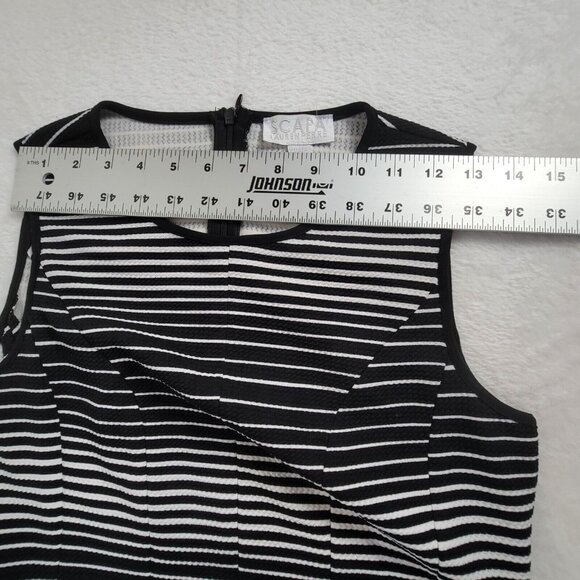 SCAPA Lauren Perre Womens Sleeveless Striped Pleated Dress Sz Small Black/White - Picture 5 of 7